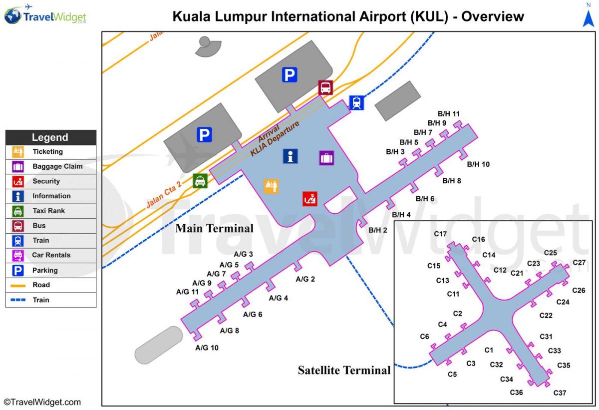 куала лумпур нисэх онгоцны буудлын гол терминал газрын зураг
